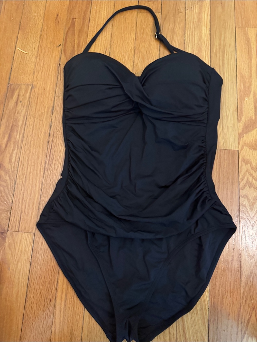Anne Cole Black Ruched One-Piece Swimsuit size 14